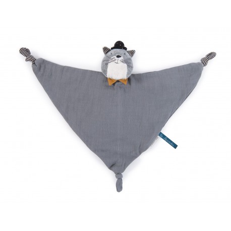 DOUDOU LANGE CHAT GRIS CLAIR FERNAND LES MOUSTACHES